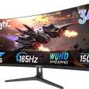 34 Inch Ultrawide Curved Gaming Monitor - WQHD 3440x1440p, 165Hz, 120% sRGB, FreeSync, VESA Mountable (DP&HDMI Cable Incl.) - Immersive PC Monitor for Gamers & Professionals, Black