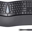 Wireless Ergonomic Keyboard, Split Keyboard with Wrist Rest and Cleaning Brush, 2.4G Computer Keyboard, Comfortable and Natural for Windows PC Laptops (Black)