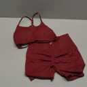 SUUKSESS Women Seamless Workout Sets Strappy Sports Bra High Waist Booty Shorts Outfits (2-4, #1 Wine Red)