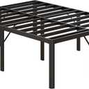 Likelalaso 24 Inch High Full Bed Frame with Rounded Corner, Heavy Duty Metal Bed Frame Full Under-Bed Storage Space, No Box Spring Needed, Noise Free, Easy Assembly, Black