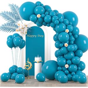 130pcs Peacock Blue Balloons Different Sizes 18" 12" 10" 5" Teal Blue Latex Balloon Garland Arch Kit for Birthday Baby Shower Graduation Wedding Gender Reveal Anniversary Party Decorations