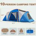 uniHimal Tents for Camping, Waterproof 10 Person Family Tent with Double Layer & 4 Large Mesh Windows, Weather Resistant Easy Setup 2 Room Big Tent for Music Festival, Parties, 18 X 9 X 6.8Ft