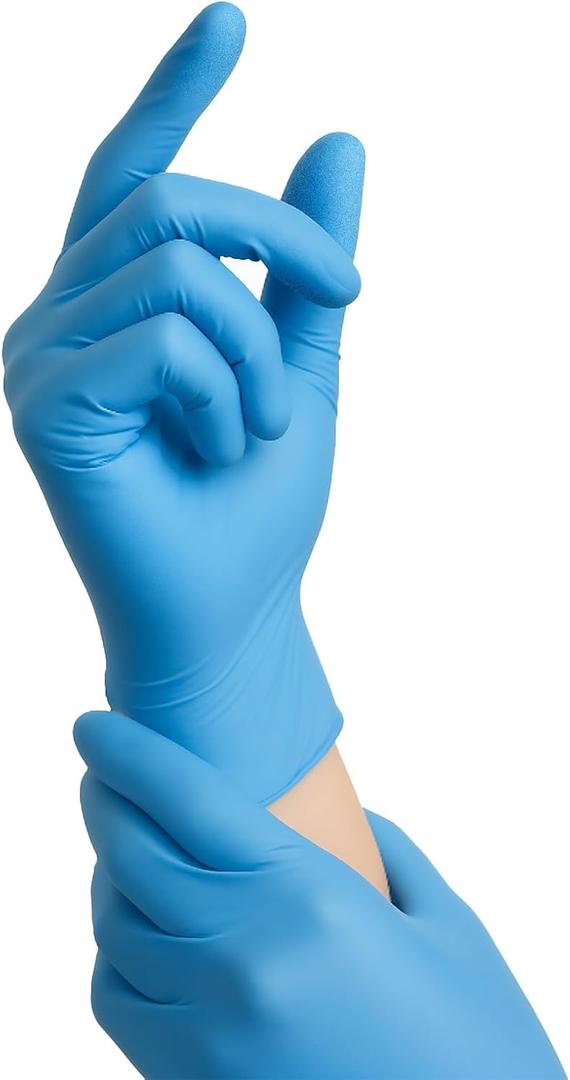 3 x Nitrile Exam Gloves, Disposable Gloves Latex Free for Medical Care, First Aid, Cleaning, Food Prep,100 Count, Blue (Blue, XL)