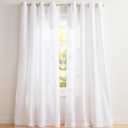 EXCLUSIVE HOME Loha Linen Grommet Top Curtain Panel Pair, 54"x108", Winter White