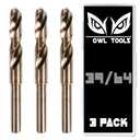 39/64 Cobalt Drill Bits - 3 Pack - 6 Inch Length - M35 Cobalt Drill Bits with Storage Case - Perfect for Metal, Hardened & Stainless Steel, Cast Iron, and More!