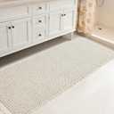 SUBRTEX Waffle Braided Bath Mat, 24" x 60" Soft Waffle Bath Rugs, Absorbent Non Slip Bathrooom Mats, Machine Washable Area Rug for Bathroom, Quick Dry, White