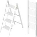 Taranta 4 Step Ladder,Aluminum Lightweight Folding 4 Step Stool with Anti-Slip Wide Pedal,330lbs Capacity Step Ladder for Household,Kitchen,Office - White