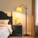 Smart 12W LED Floor Lamps Adjustable Brightness and Color, Black Retro Modern Boho Home Decor, Living Room Sofa Corner Bedroom Bedside Office Reading Standing Tall Lights