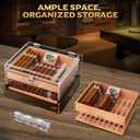 VALLUME Acrylic Humidor Box,High-Definition Transparent Cigar Case,Lock Latches and 90-Degree Opening Hinges Cigar Box,Cigar Accessory Drawer,Digital Hygrometer and Humidifier,Holds About 50-60 cigars