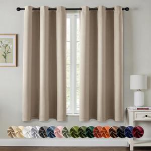MIULEE Taupe Blackout Curtains for Bedroom Living Room 63 Inches Long 2 Panels, Thermal Insulated Room Darkening Drapes Solid Grommet Noise Reduction Light Blocking Window Treatments 40x63 Inch