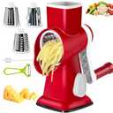 Eleko Meyar Cheese Grater with Handle, Multifunctional Manual Rotary Cheese Grater - Cheese Shredder Easily Chop Carrots, Potatoes, Vegetables and Fruits and Easy to Clean(red)