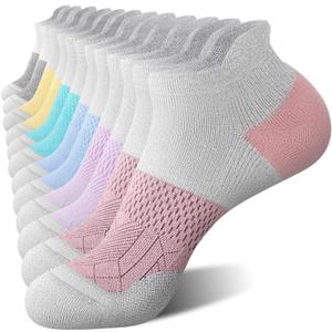 FITRELL 5-6 Pairs Ankle Running Socks for Women Athletic Cushioned Low Cut Tab Sports Socks (Small)