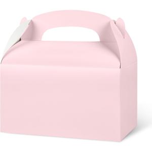 DjinnGlory 36 Pack Pink Party Favor Treat Boxes with Handle for Baby Shower, Birthday, Bridal Shower, Wedding All Occasion, Small Gable Boxes for Small Business 6.18 x 3.58 x 3.38 Inches