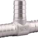 DERNORD Stainless Steel Hose Barb, 3 Way Tee T Shape Barbed 1" Union Home Brew Fitting (1" Barb x 1" Barb x 1" Barb)