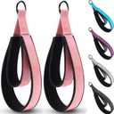 2PCS Comfortable Enhanced Thickness Pilates Double Loop Strap - D-Ring Strap for Home Gym & Yoga Workout Accessories (Pink)