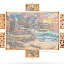 2000 Piece Wooden Jigsaw Puzzle Board 41.5" x 30" with 6 Drawers Rotating