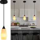 Natural Alabaster Pendant Lights Kitchen Island, H-7.87in White Pendant Light Fixtures, Light Pendant Marble Shade, for Bedroom Bathroom Dining Room Living Room (1 Pack)
