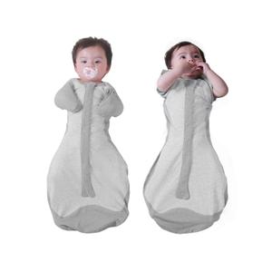 BABELIO Baby Swaddle Temp-Sensing Detachable Zip Sleeves Transitional Swaddle 2-Way Zipper Infant Sleep Sack 3-6 Month Dark Gray M (13-19lbs)