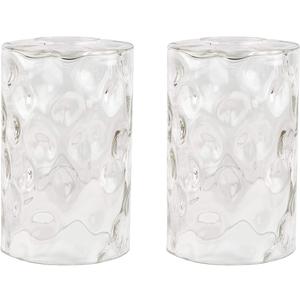 2 Pack Clear Water Ripple Glass Shade, Cylinder Light Fixture Replacement Globe or Cover with 1-5/8-Inch Fitter for Wall Sconce Chandelier Pendant Light, G0002