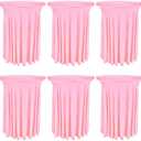 6 Pack Round Cocktail Tablecloth 32"x 43" Spandex Cocktail Table Skirt, Washable Stretch Fitted Table Covers for High Top Bar, Wedding, Party, Events (Pink)