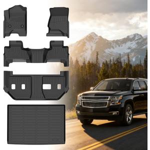 Floor Mats for Chevy Suburban 2015-2020, for GMC Yukon XL(with 2nd Row Bench), 7 Seats, 1st & 2nd & 3rd Row &Cargo Mat, TPE Non-Slip Waterproof Summer Winter Chevrolet Suburban Car Accessories