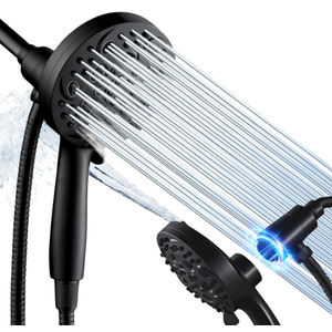 Magnetic Handheld Shower Head with Chlorine Filter - 10 High Pressure Spray Modes, 71" Hose for Easy Install & Water Saving 
(Matte Black)