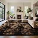 yongyangjuxin Fluffy Rug Shag Area Rug, Mottling Brown 10x14 Area Rugs for Bedroom, Super Soft Shag Rugs for Living Room Bedroom Kids Room Home Decor, Upgrade Anti-Skid Rectangular Fuzzy Rug