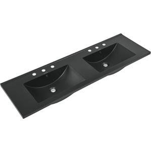 60" Vanity Top Bathroom Sink in Matte Black with 3 Holes