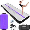 VOFiTNY Inflatable Gymnastics Air mat Tumbling Track for Home, BlacK/Purple+Roller, Mat 10' L x 3.3' W + Roller 3.3' L x 2' D