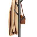 Wooden Coat Rack, Free Standing Coat Rack with 8 Hooks 3 Adjustable Heights for Clothes, Hats, Handbags, Coat Tree Easy Assembly for Entryway, Bedroom, Hallway, Office (New Black) (1PC)