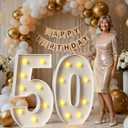 Mixifox 3FT Marquee Numbers 50 Large Light Up Numbers for 50th Birthday Decorations Big Mosaic Balloon Frame for 50 Year Old Girls Boys Birthday Party Backdrop Anniversary Decor
