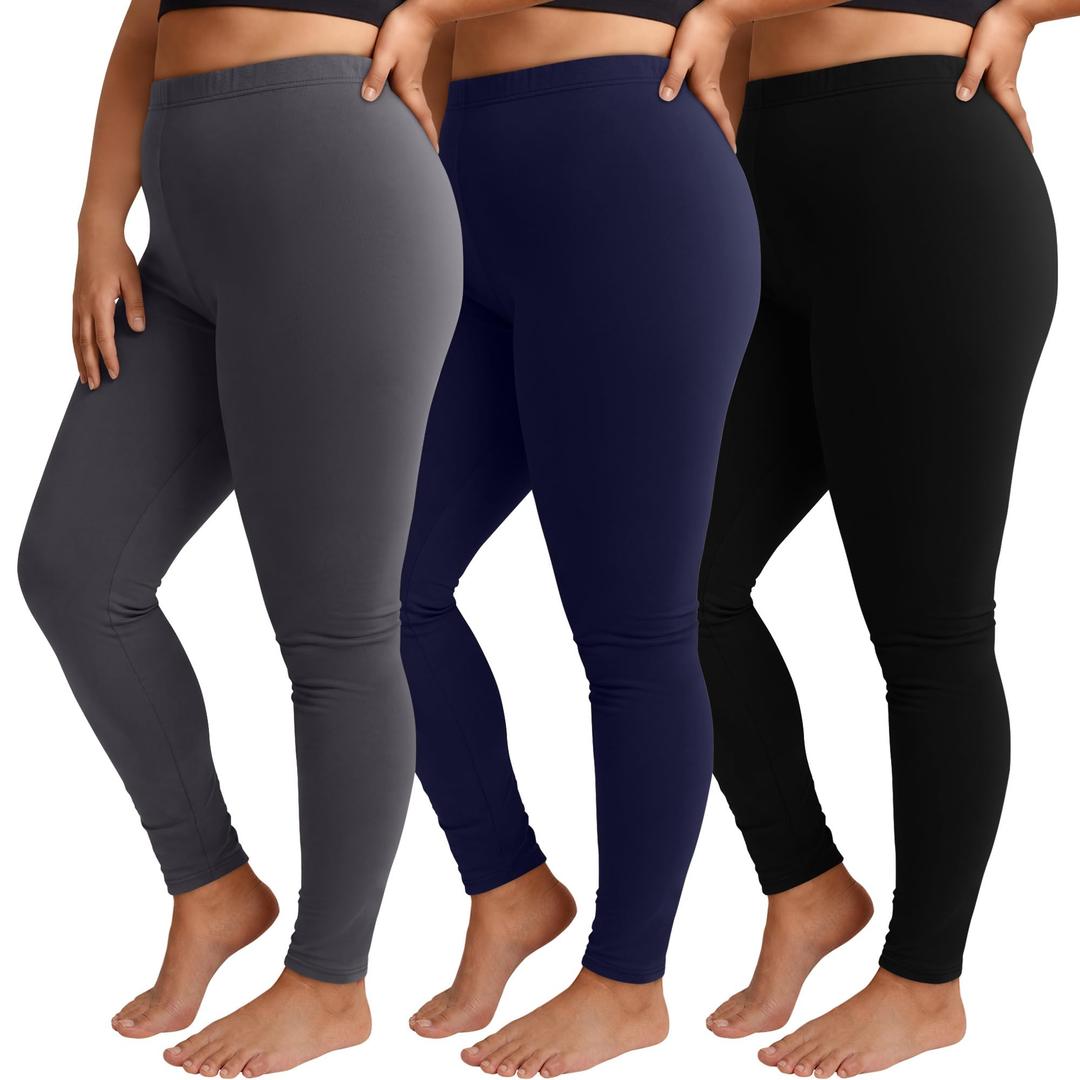 3 Pack Women's Plus Size Leggings High Waisted Stretchy Yoga Pants Workout Running Soft Leggings 4 XL