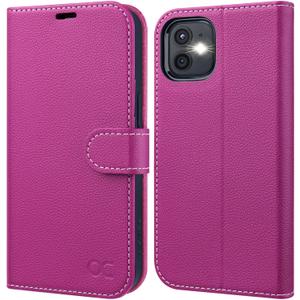 OCASE Compatible with iPhone 12 Case/Compatible with iPhone 12 Pro Wallet Case, PU Leather Flip Case with Card Holders RFID Blocking Kickstand Phone Cover 6.1 Inch (Litchi Rose)