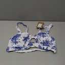 BERLOOK Women's Floral Ruched Floral Cutout Smocked Ring Bathing Bikini Top, White/Blue, XL