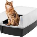 IRIS USA XX-Large Cat Litter Box, Open Top Extra Large Litter Box for Big Cats and Multi-Cat Households, High Sided Scatter Shield, Easy to Clean, 30" L x 20" W x 14" H, Black