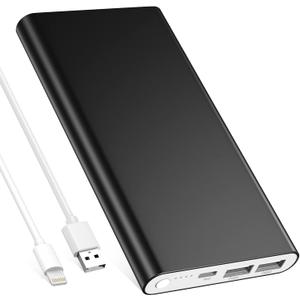 Pilot 4GS Portable Charger 12000mAh Fast Charging Power Bank Dual 3A High-Speed Output Battery Pack Compatible with iPhone 16 15 14 13 12 11 and MoreCharging Cable Included (Black)