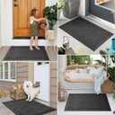 PLEASOR Front Door Mat Outside Entrance, Dirt Resistant and Absorbent Welcome Door Mat Outdoor Indoor, Sturdy Non-Slip Backing Entry Mat, Fade Resistant, Low Profile Doormat for Entryway, 36x24, Grey