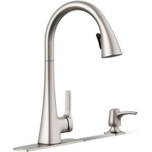 KOHLER R22867-SD-VS Maxton Pull-Down Kitchen Faucet with Soap Dispenser/Lotion Dispenser, Kitchen Sink Faucet with Pull Down Sprayer, Vibrant Stainless
