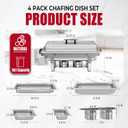IMACONE 4 Pack Chafing Dish Buffet Set, 8QT Stainless Steel Rectangular Chafers and Buffet Warmer Sets 7 Pans Rolled-Edge Design for Catering Event Party Holiday