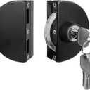 Sliding Double Glass Door Lock, Home, Office Single Door Lock, no Drill Glass Door Lock Anti-Theft Security Lock, Double Swing Hinged Frameless Push Sliding Gate Lock with 5 Keys Model A103