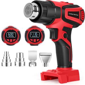 Cordless Heat Gun Compatible with Milwaukee M18 Battery, Fast Heating Variable Temp (122F~1112F) Hot Gun LCD Display and 4 Nozzle for Crafting, Vinyl Wrap, Shrink Tubing, Resin, DIY(No Battery)