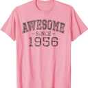 Awesome since 1956 Vintage Style Born in 1956 Birthday Gift T-Shirt (Pink, S)