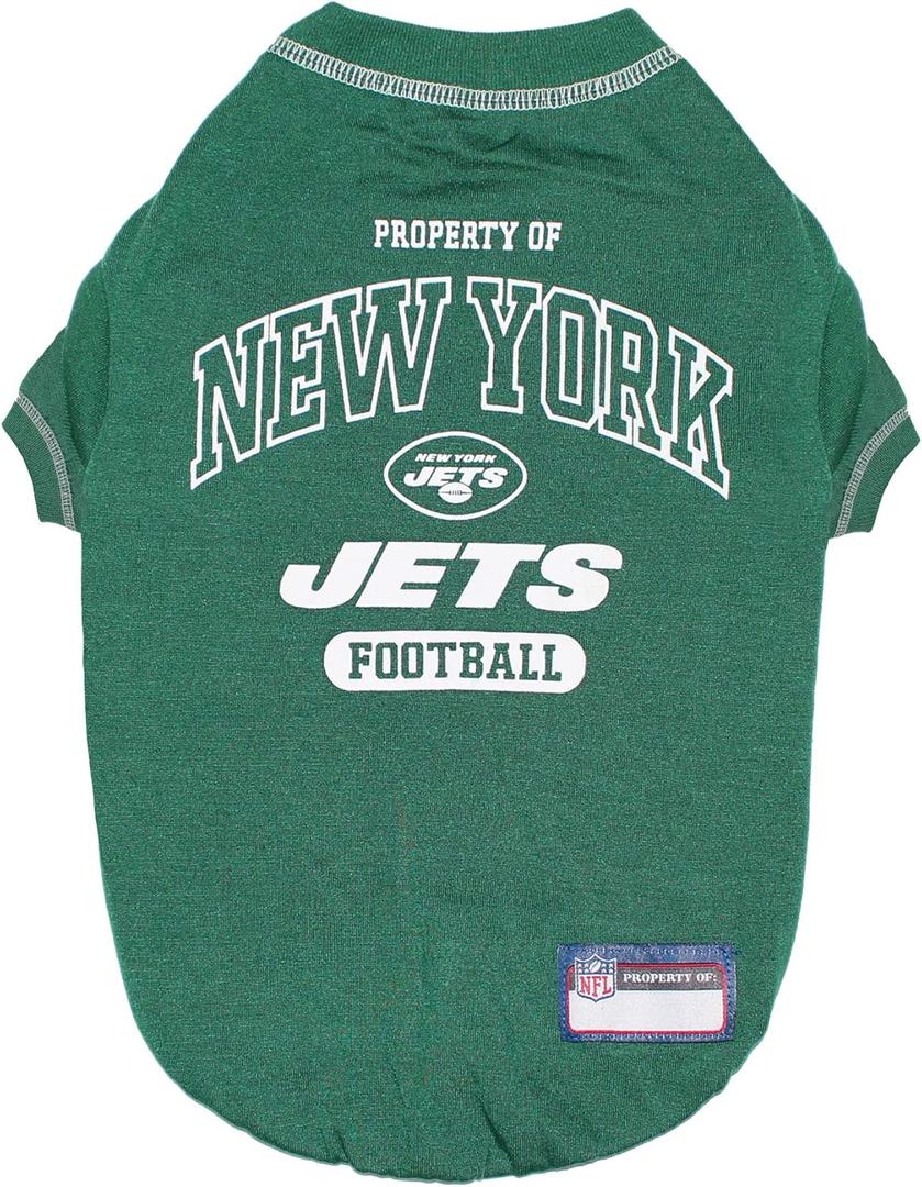 NFL New York Jets Dog T-Shirt for Pets, Size Large. Officially Licensed Pet Shirt with Team Logo, Soft Stretchable Comfort Fit Apparel for Dogs & Cats, Large