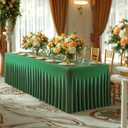 Besutolife Emerald Green Spandex Tablecloth 6ft Rectangle Table Skirt Stretch Table Cloth for Banquets Parties Wedding Dining Table