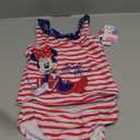 Disney Minnie Mouse Racerback Tankini Top and Bikini Bottom Swim Set Infant to Big Kid (2T, Red, White, & Blue)