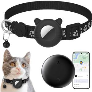 Cat Tracker with Collar (Android Only), GPS Tracker for Cats - No Monthly Fee | Waterproof | Real-Time Tracking | 365-Day Battery Life, Smart Item Locator for Pets, Cat Anti-Lost Device