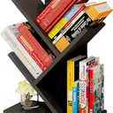 Godferyxin Tree Bookshelf, 3-Tier Wood Small Bookshelf and Mini Bookcase for Office, Home or School Desk Book Shelf for for Displaying Books, CDs, Magazines Wood Storage Rack, 6.7D x 12.2W x 16H in