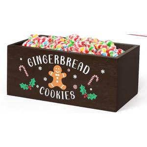 1 Pcs Christmas Gingerbread Man Bowl Dish Xmas Party Supplies Candy Wooden Candy Dish Gingerbread Cookies Serving Holder for Table Red Brown Serving Dish for Corn Holiday Hot Cocoa Bar
