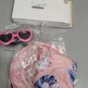 Small Summer T-Shirts Set Include Adjustable Pet Hat with Ear Holes Breathable Hawaiian Dog Shirt Heart Shape Sunglasses Beach Outfit Set for Puppy Small Medium Pets Dog Cat(Pink,M)