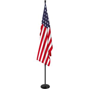 SENZHIYI Indoor Telescoping Flag Pole with Base 6FT-8FT,Aluminum Commercial Indoor Flagpole with Black Ball Top Finial,Heavy Duty Indoor Flag Pole Kit for Office School City Hall
